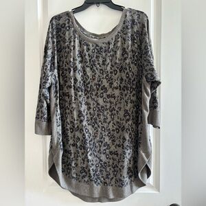 2X Olive Leopard Print Oversized Sweater Top Cozy Plus Size Boutique